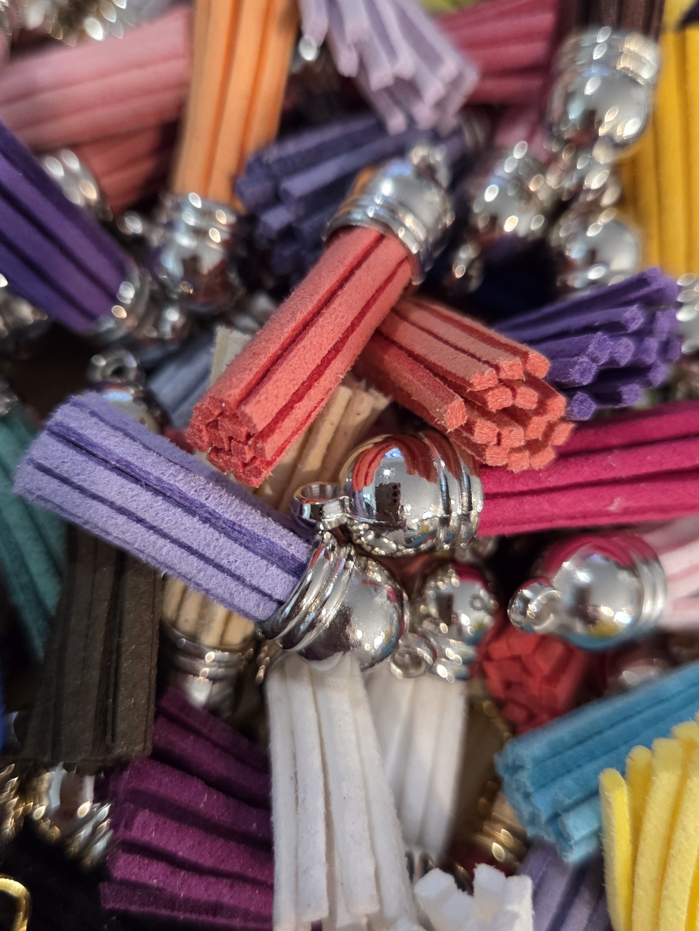 55-Colorful Suede Tassel Charm Lot Amazing Deal - Bulk Pricing - Picture 3 of 6